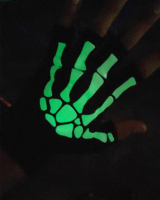 New Punk Unisex Halloween Skeleton Skull Half Finger Gloves