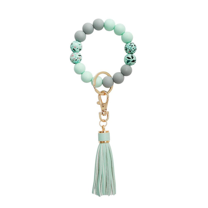 New Fringe Silicone Bead Bracelet Keychain