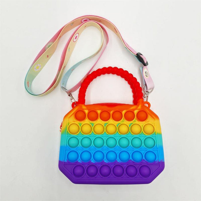 Kids Pop It Bag Rainbow Push Bubbles Fidget Toys