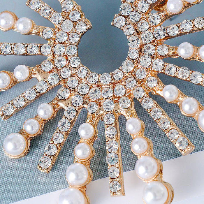 New Female Creative Fashion Sunflower Earrings Accessories Inlaid Rhinestone