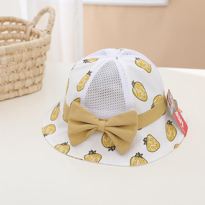 Summer Cute Fruit Bow Children's Hollow Net Hat Bucket Hat