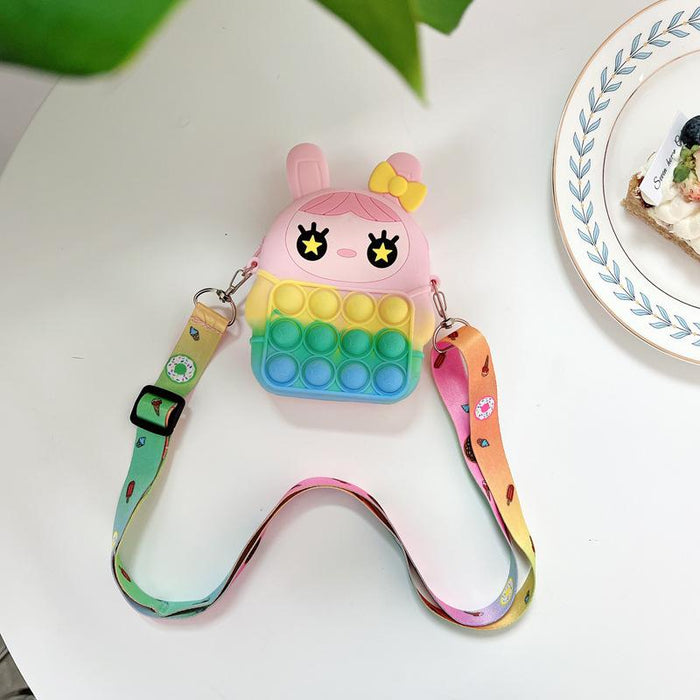 Small bag student with rope silicone toy