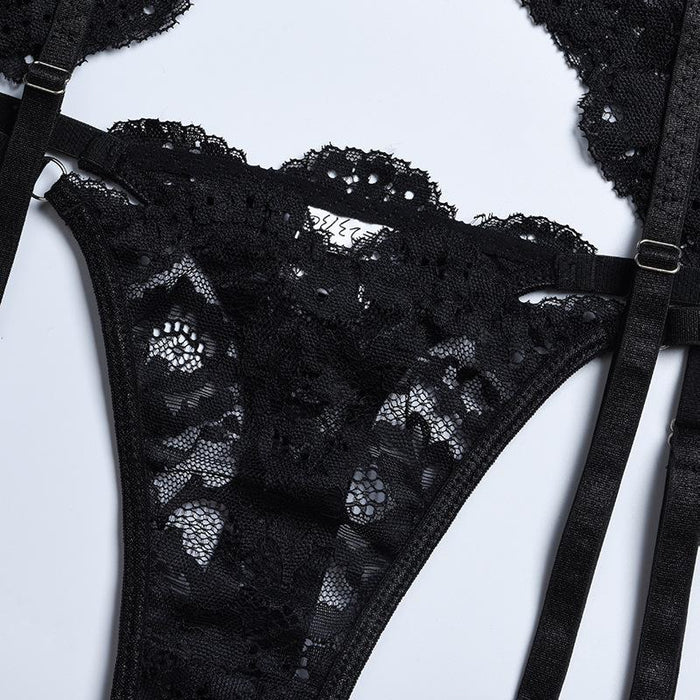 Sexy Lingerie Women's Lace Push Up Underwear Three-piece Set