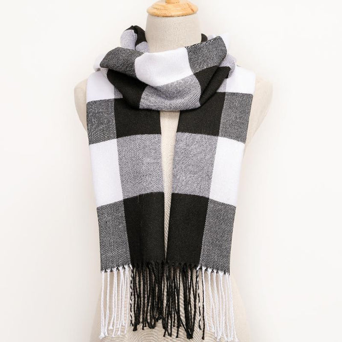Winter Tassel Lattice Warm Scarves