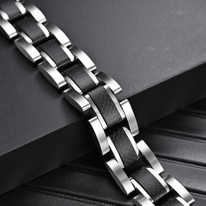 Men's Black Carbon Fiber Titanium Steel Bracelet