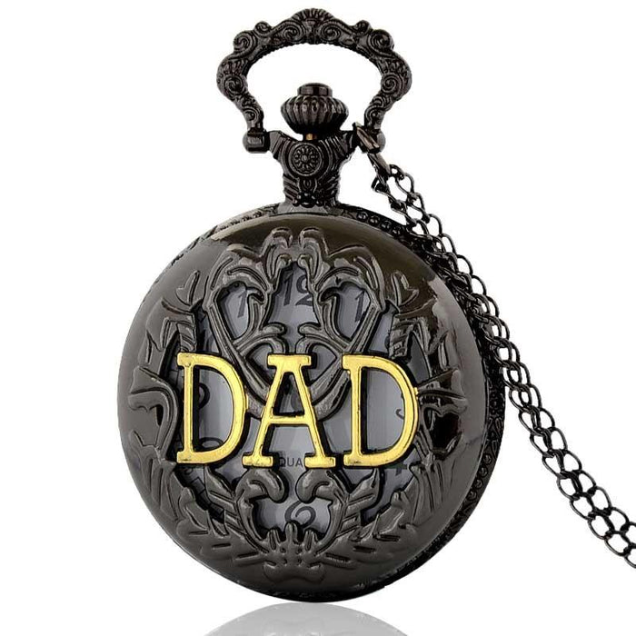 New Dad's Gifts Bronze Big Size DAD Men Male Pocket Watch With Chain