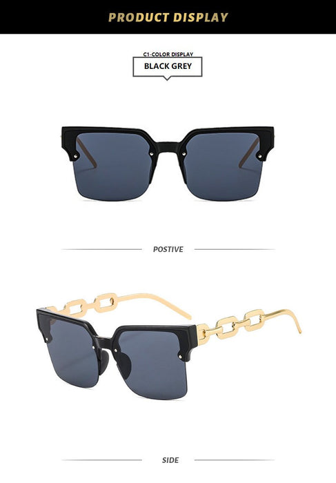 Half frame chain metal sunglasses
