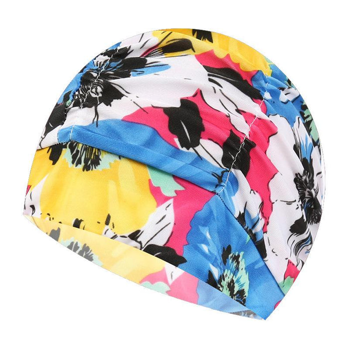 Adult Pleated Cloth Women's  Ear Protection Swimming Cap