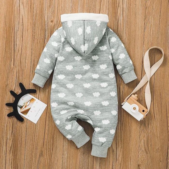 Grey Cloud Newborn Baby Zipper Jumpsuit