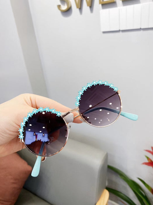 Metallic texture of children's flower Sunglasses