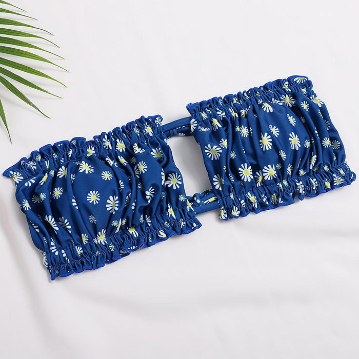 New Sexy Floral Lace Up Split Swimsuit Bikini