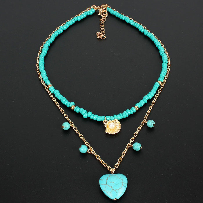 Female Jewelry Personality Love Pendant Pine Stone Necklace Accessories