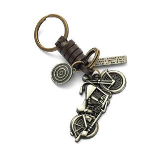 Vintage punk style leather metal key chain creative small gift hand woven car key chain pendant