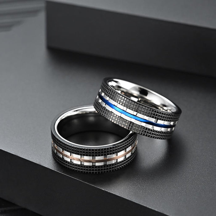 Fashion Men's Two-color Titanium Steel Ring Jewelry