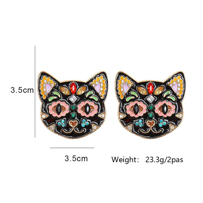 New Female Jewelry Fashion Cat Earrings Accessories Inlaid Rhinestone