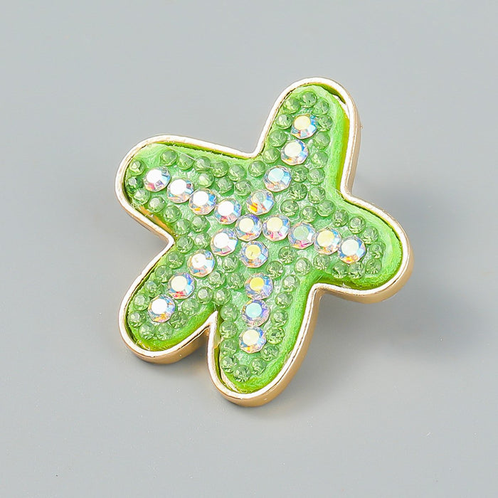 New Summer Beach Leisure Style Starfish Earrings Accessories Inlaid Rhinestone