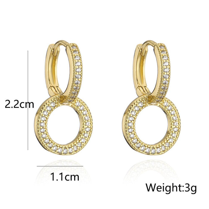 New Personality Gold Color Zircon Women's Earrings Stud Earrings