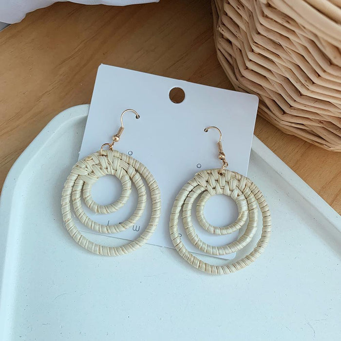 Popular Handmade Natural Grass Woven Earrings