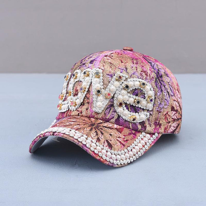 Summer Women's Maple Leaf Lace Handmade Beads Baseball Cap