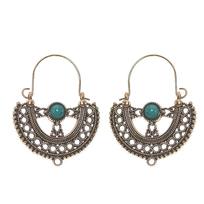 Women's Vintage Boho Greenstone Earrings