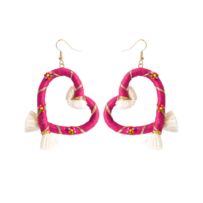 Hand Woven Earrings 2022 New Vintage Peach Heart Earrings
