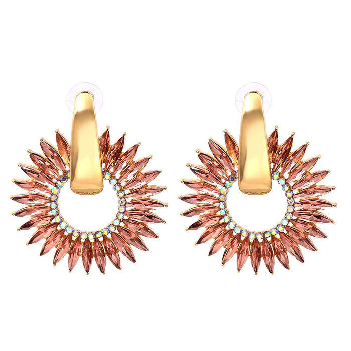 New Vintage O-shaped Boho Women's Earrings Inlaid Rhinestone