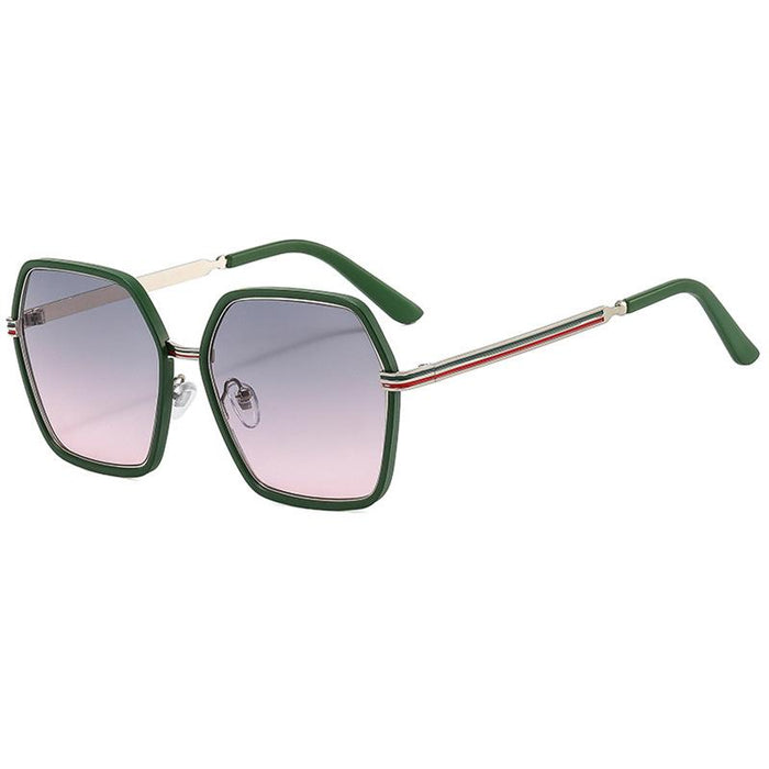 Red and green striped polygon Sunglasses