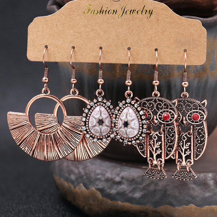 Fashion Owl Wings Earrings Set