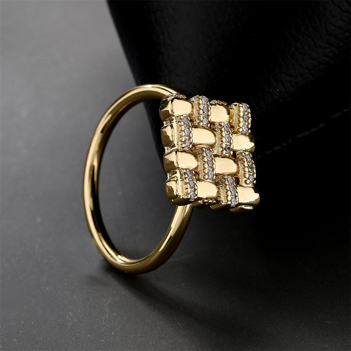 New Rotatable Gold Geometric Opening Ring