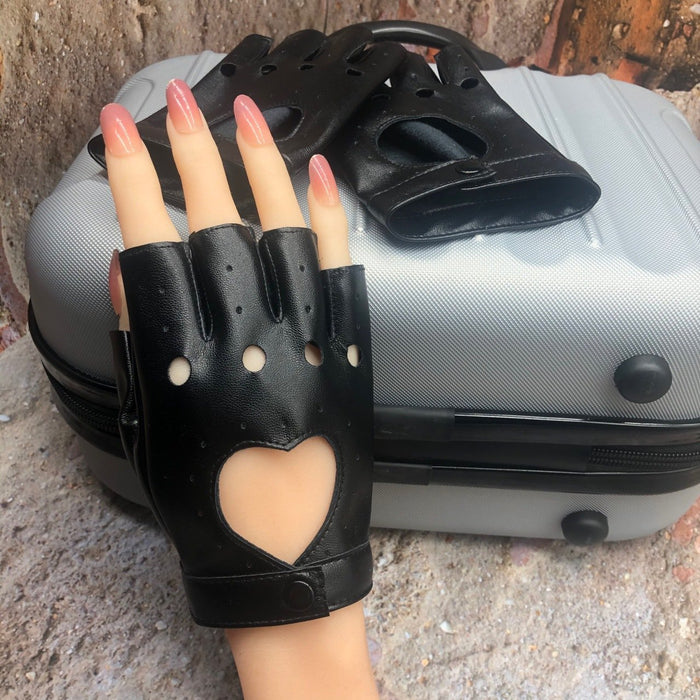 Heart Nightclub Punk Street Dance Half Finger Gloves