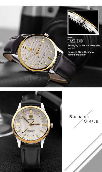 Yazole Watch Business Men's Watch Unique Luminous Leisure Leather Watches Fashion Quartz Watch