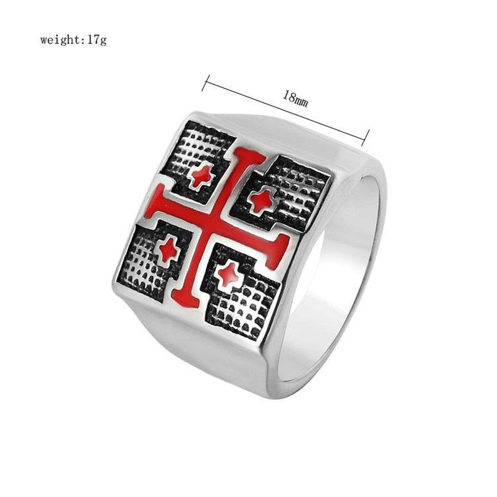 New Trade Ring Red Cross Army Men's Titanium Steel Ring