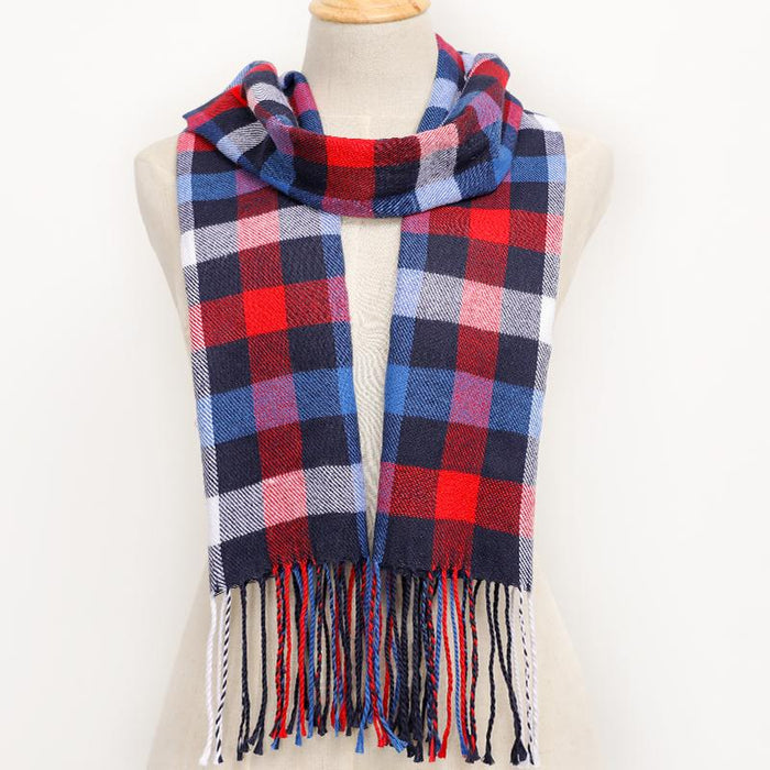 Winter Tassel Lattice Warm Scarves