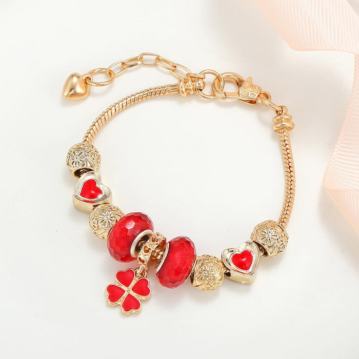 Love beads colorful clover Pendant Bracelet