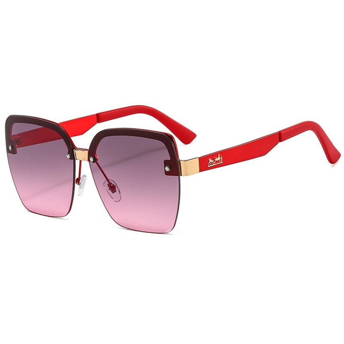 Metal ocean color half frame sunglasses