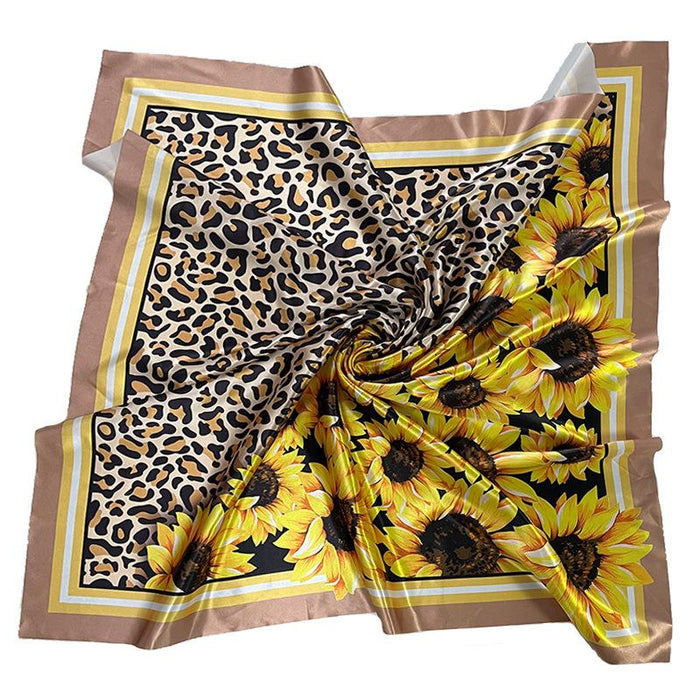 Fashion Design Sense Sunflower Leopard Stitching Sunflower Large Square Towel