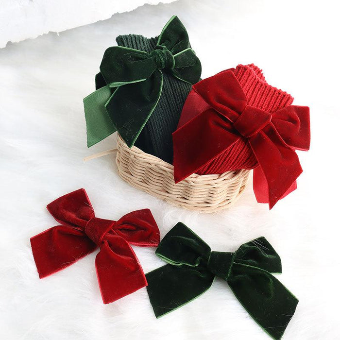 Winter Kids Knee High Big Bow Christmas Socks