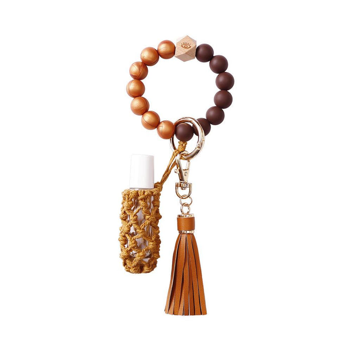 New Tassel Wood Bead Bracelet Silicone Bracelet Key Chain