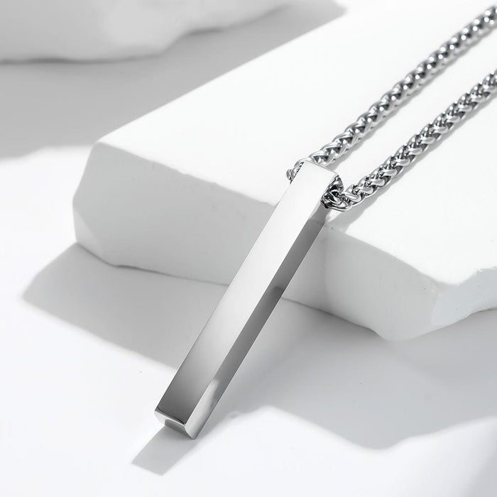 Trend Long Rectangular Geometric Titanium Steel Pendant Necklace