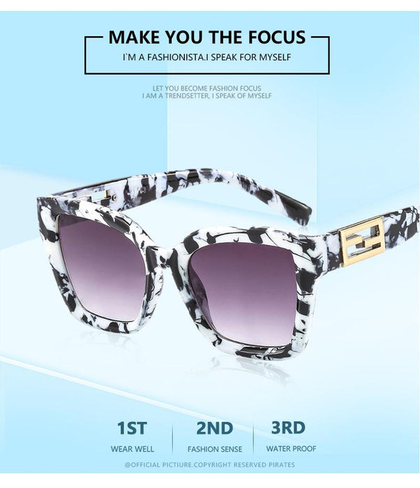 Metal square personalized stripe Sunglasses