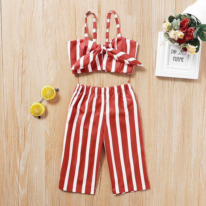 Suspender pants two piece set