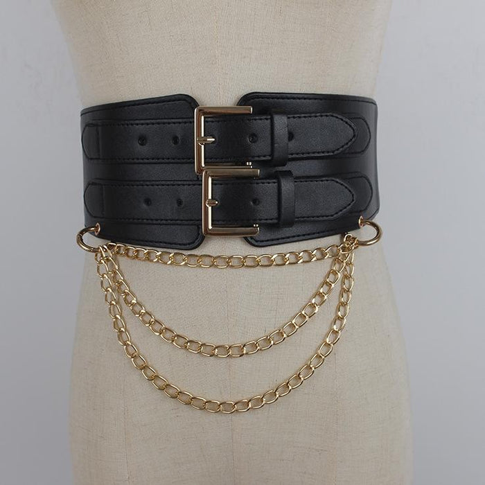 Fashion Decorative Women's Wide Belt with Chain