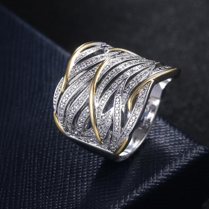 NewZircon Wound Multi-layer Two-color Ring