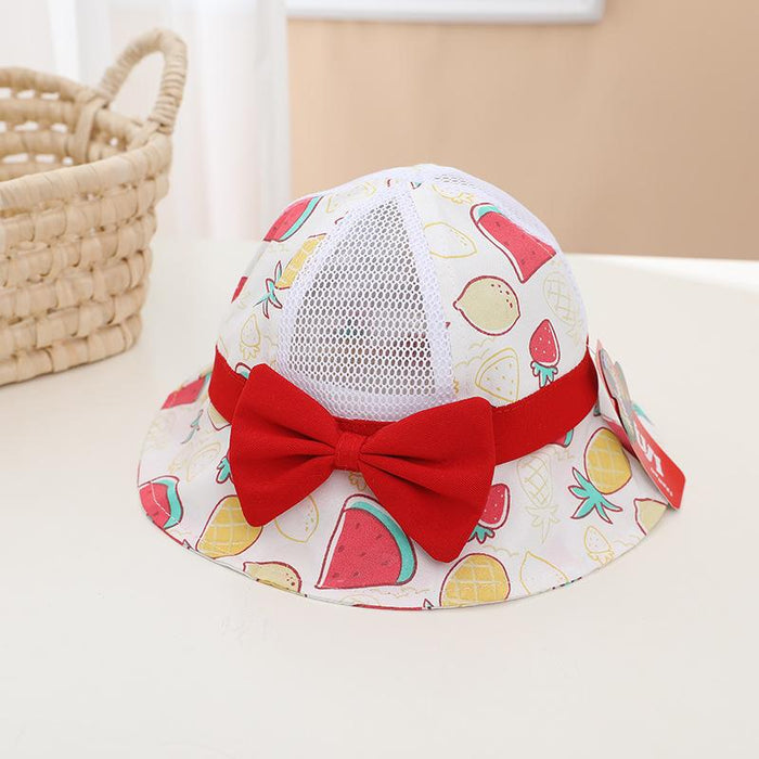 Summer Cute Fruit Bow Children's Hollow Net Hat Bucket Hat