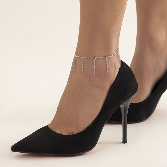 Simple Tassel Ring Hollow Single Foot Chain