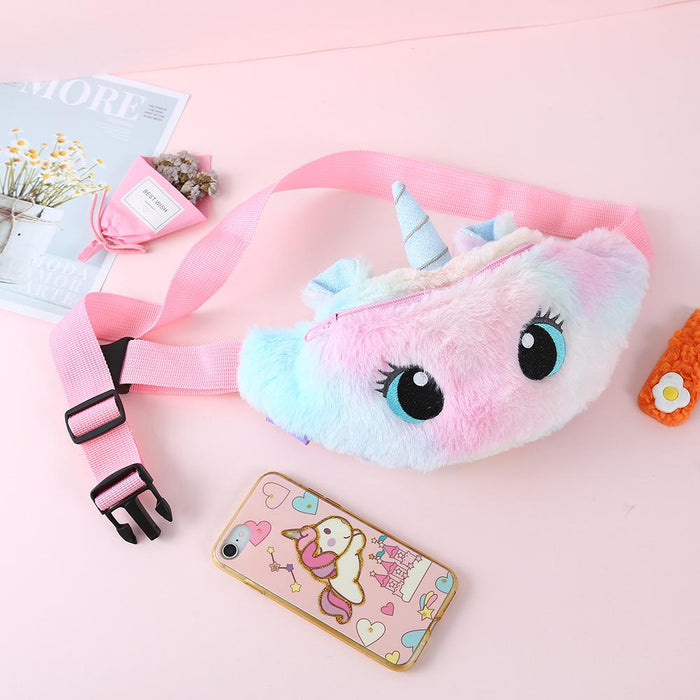 Unicorn Cartoon Plush Shoulder Bag | Purse For Girl