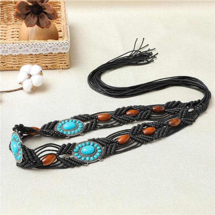 National style women's belt woven belt acrylic woven women's waist chain