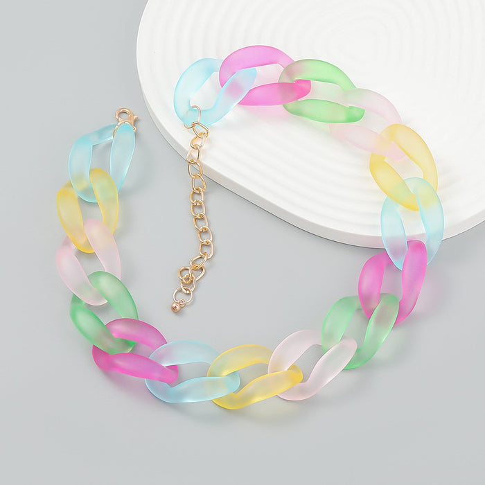 Women's Boho Multicolor Resin Clavicle Chain Necklace