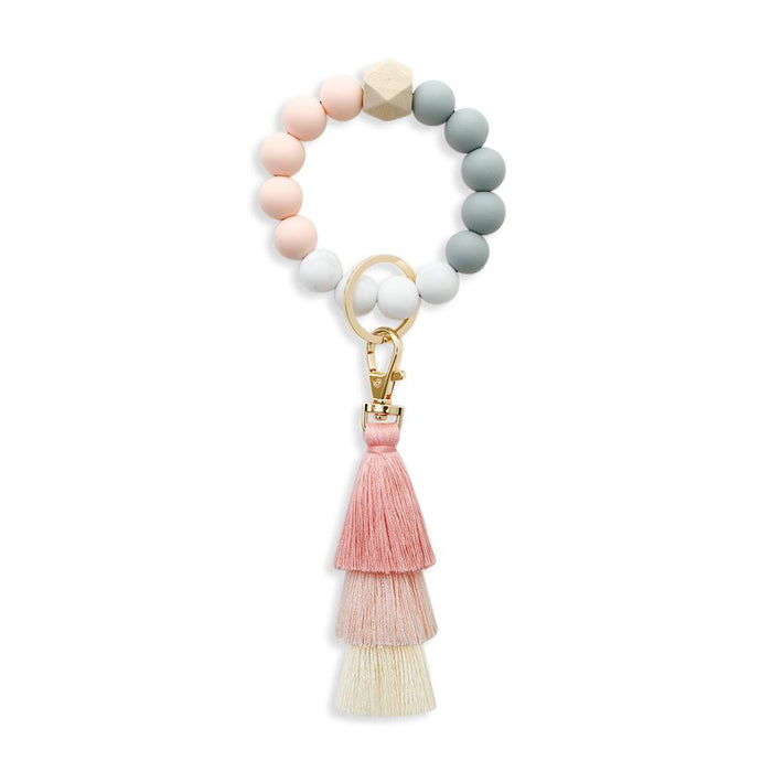 New Tassel Wood Bead Bracelet Silicone Bracelet Key Chain