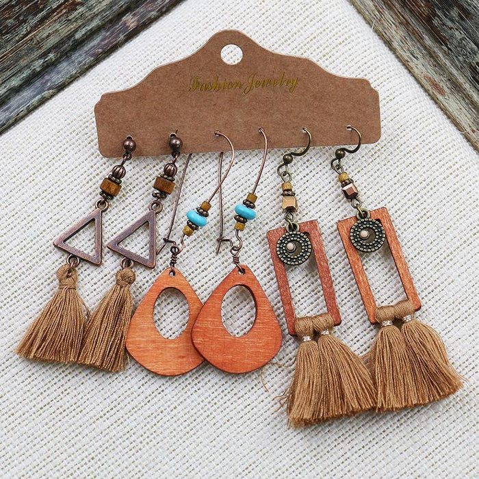 3 pairs/set Earrings Bohemian Style Jewelry X0X36216